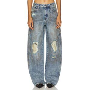AFRM Bexley High Rise Chippy Barrel Pants Dusty Tint Wash Jeans